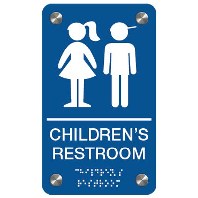 Children's Restroom (Boy/Girl Symbols) - Premium ADA Braille Restroom Signs