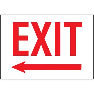 Cold Adhesion Safety Labels - Exit (W/ Left Arrow)