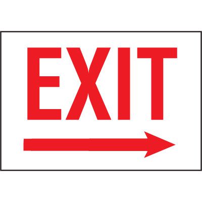 Cold Adhesion Safety Labels - Exit (W/ Right Arrow)