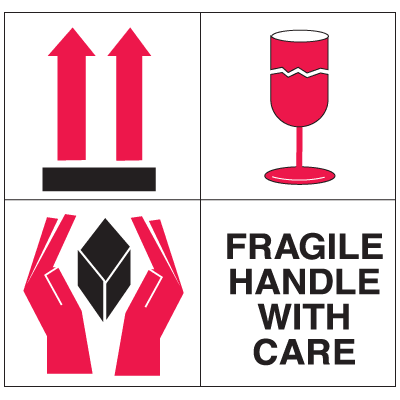 Fragile Handle With Care Combination Shipping Labels