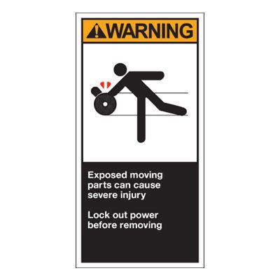 Conveyor Safety Labels - Warning Exposed Moving Parts