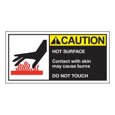 Conveyor Safety Labels - Caution Hot Surface