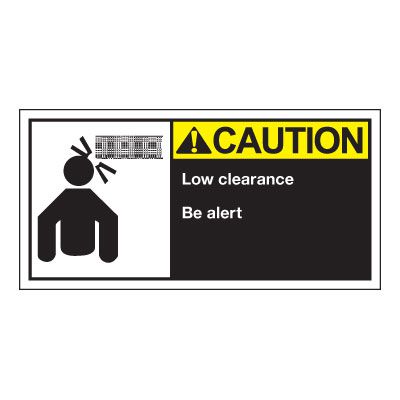 Conveyor Safety Labels - Caution Low Clearance