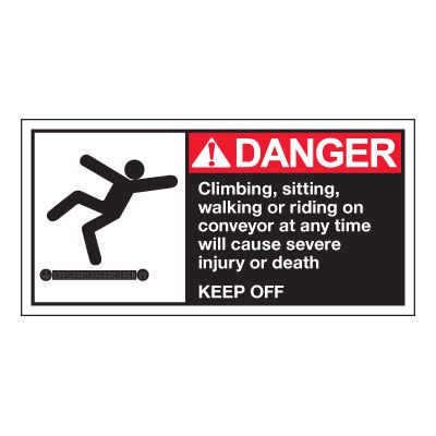 Conveyor Safety Labels - Danger Climbing