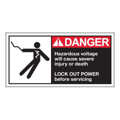 Conveyor Safety Labels - Danger Hazardous Voltage