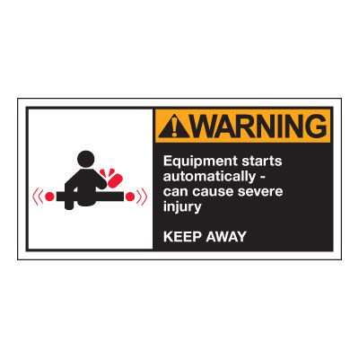 Conveyor Safety Labels - Warning Equipment Starts Automatically