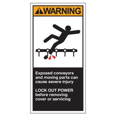 Conveyor Safety Labels - Warning Exposed Conveyor