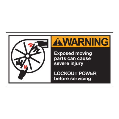Conveyor Safety Labels - Warning Exposed Moving Parts