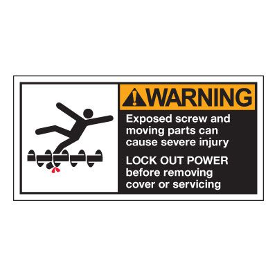 Conveyor Safety Labels - Warning Exposed Screws