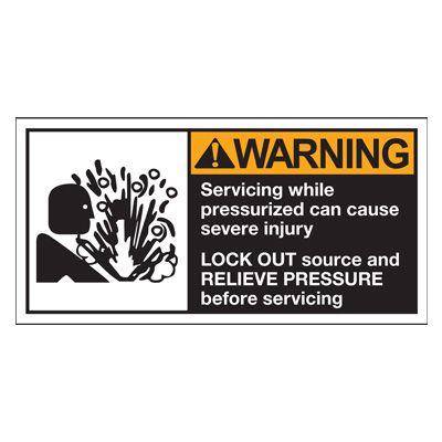 Conveyor Safety Labels - Warning Servicing While Pressurized