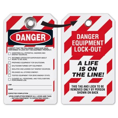 Danger A Life Is On The Line! - Heavy Duty Plastic Tag Lockout Tag