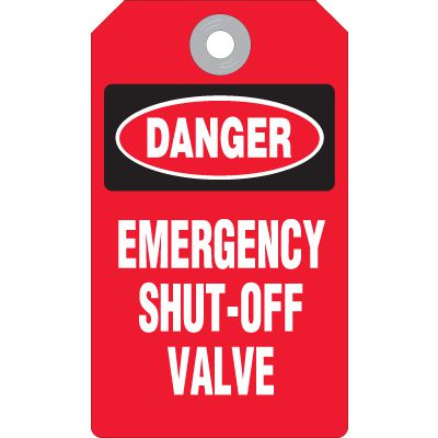 Danger Emergency Shut-Off Valve Tags