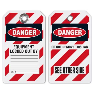 Danger Equipment Locked Out - Heavy Duty Plastic Lockout Tag