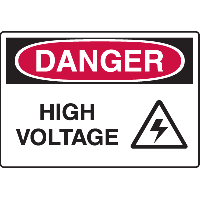 Danger High Voltage Sign w/Symbol