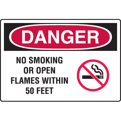 Danger Signs - No Smoking Or Open Flames Within 50 Feet
