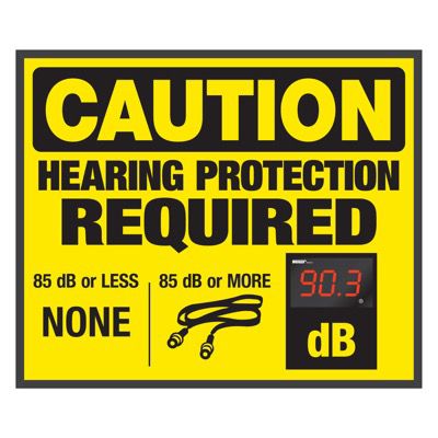 Decibel Meter Sign - Hearing Protection Required (Earplugs Symbol)