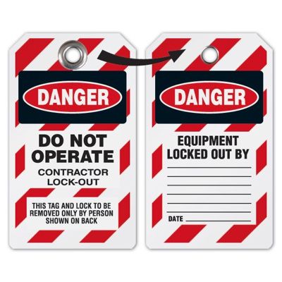 Do Not Operate Contractor Lock-Out  - Heavy Duty Plastic Tag Lockout Tag