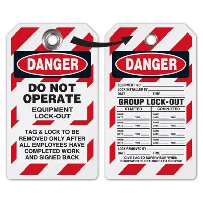 Do Not Operate Equipment Lock-Out  - Heavy Duty Plastic Tag Lockout Tag