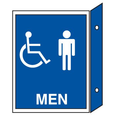 Handicap Men's Restroom Signs - Double Faced