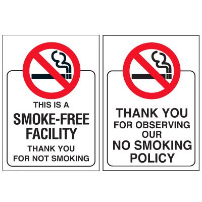 Double-Sided No Smoking Window Sign - Smoke Free Facility