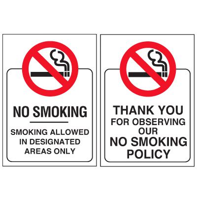 Double-Sided No Smoking Window Signs - NO SMOKING