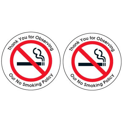 Double-Sided No Smoking Window Signs - Thank You For Observing
