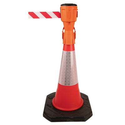 Seton EasyExtend Safety Barrier - Red/White Tape Head Unit, Cone & Cone Adapter Kit