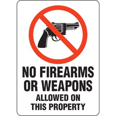 Eco-Friendly Sign - No Firearms or Weapons Allowed On This Property