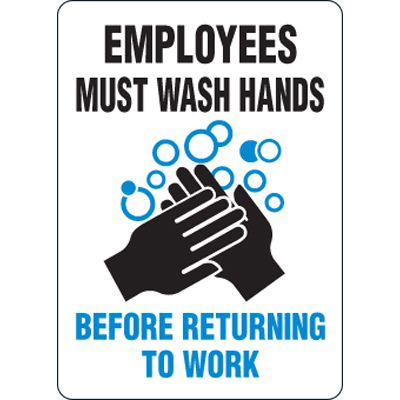 Eco-Friendly Sign - Employees Must Wash Hands Before Returning to Work