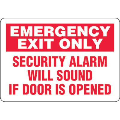 Eco-Friendly Sign - Emergency Exit Only Security Alarm Will Sound If Door Is Opened