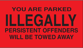 Parking Control Labels - You Are Parked Illegally