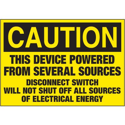 Electrical Warning Labels - Caution This Device Is Powered