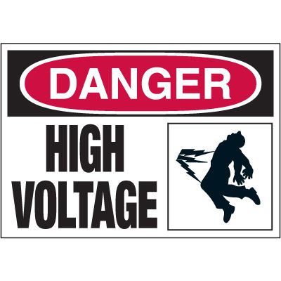 Electrical Warning Labels - Danger High Voltage With Graphic