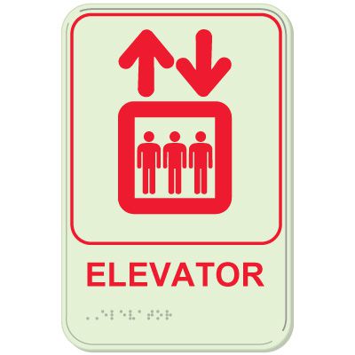 Elevator - Glo-Brite® ADA Braille Signs