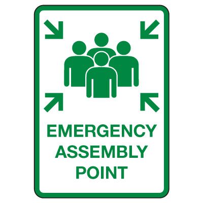 Emergency Assembly Point With Graphics Sign