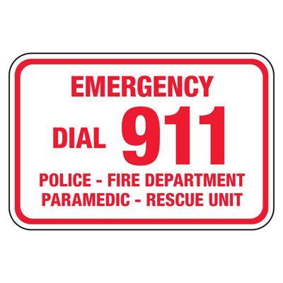 Emergency Dial 911 - Pool Signs