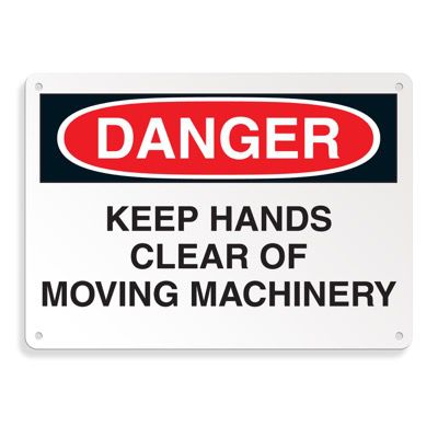 Equipment Hazard Mini Safety Signs - Danger Keep Hands Clear of Moving Machinery