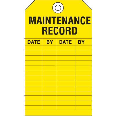 Safety Inspection Tags - Maintenance Record