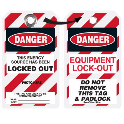 Self Laminating Employee Photo Lockout Tags - Energy Source Locked Out