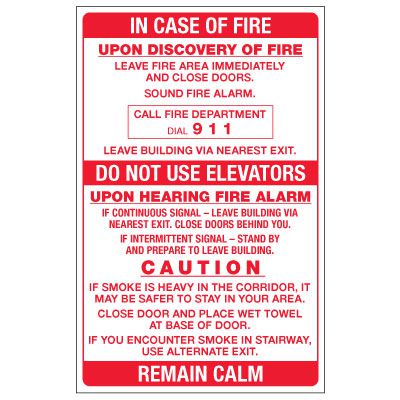 Fire Emergency Labels - Two Stage Alarm