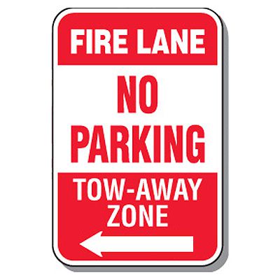 Fire Lane Signs - Fire Lane No Parking (Left Arrow)