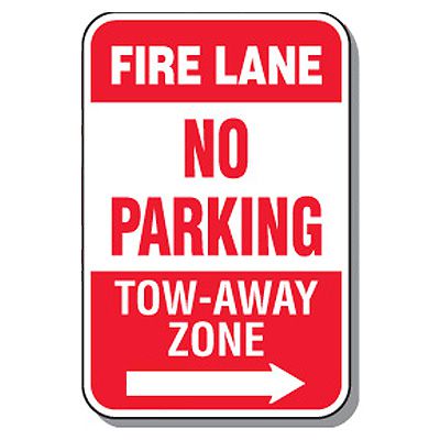 Fire Lane Signs - Fire Lane No Parking (Right Arrow)