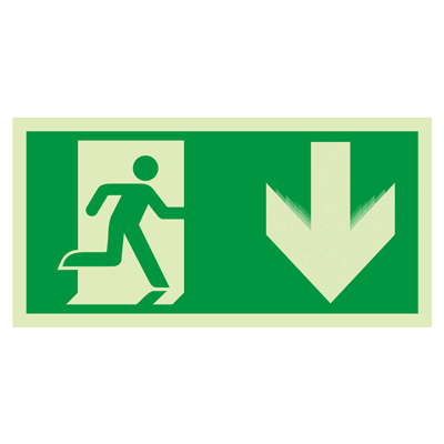 Seton Motion® Photoluminescent Running Man Escape Route Sign "Exit Down"