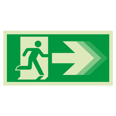 Seton Motion® Photoluminescent Running Man Escape Route Sign "Exit Right"