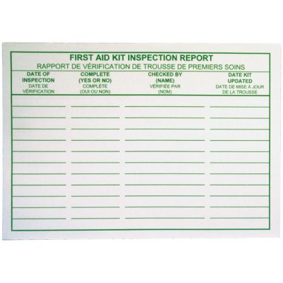 First Aid Kit Inspection Cards