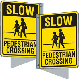 Flanged Traffic Signs - Slow Pedestrian Crossing