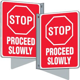 Flanged Traffic Signs - Stop Proceed Slowly