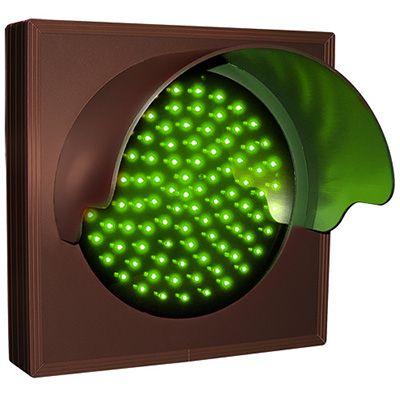 Flashing Green Hooded Direct View Sign