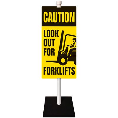 Forklift Warning Stanchion Sign System