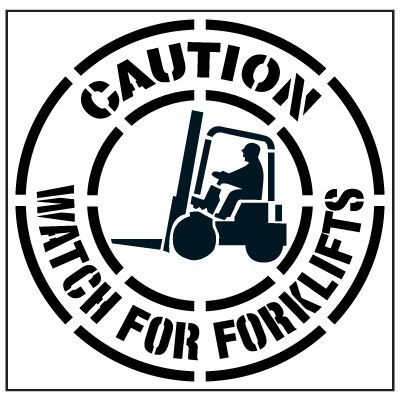 Pavement Tool Floor Stencils - Caution Watch For Forklifts S-5520D